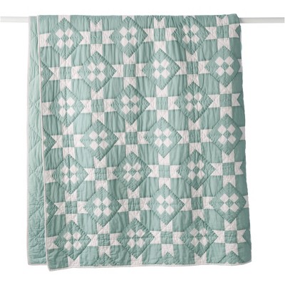 Twin Green Cotton Barn Star Quilt