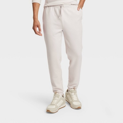 Men's Textured Fleece Joggers - All In Motion™ Stone L