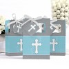 Big Dot of Happiness Little Miracle Boy Blue & Gray Cross - Baptism or Baby Shower Favor Boxes - Set of 12 - 3 of 4