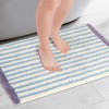 Unique Bargains 2 Pcs Striped Pattern Soft Absorbent Non-Slip Bath Mats Machine Washable - 2 of 4