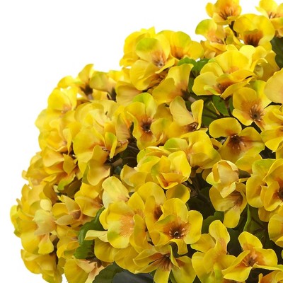 Nearly Natural 15" Yellow Geranium with Black Planter UV Resistant