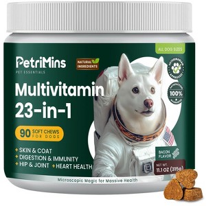 PetriMins Dog Vitamins Supplements, Multivitamin Treats with Glucosamine & Omega-3 ¨C Hip & Joint, Digestion, Immune, Skin & Heart Health ¨C 90ct - 1 of 2