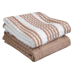 T-fal Solid and Stripe Waffle Kitchen Towel, Two Pack - 1 of 4