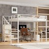 TopComfy Beds Queen Size Loft Bed with L shaped Desk Loft Bed with Wardrobe and Adjustable Shelf High Loft Bed for Kids, White, 62.99"*68.9"*179.46" - 2 of 4