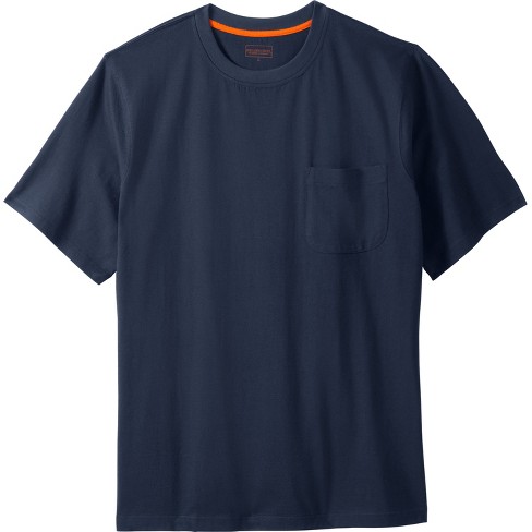 Boulder Creek by KingSize Men's Big & Tall Heavyweight Crewneck Pocket  T-Shirt - Tall - L, Navy Blue