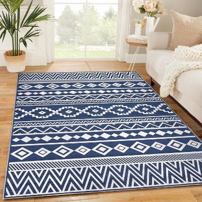 Boho Area Rug – Soft, Non-Slip, Washable, Geometric Indoor Carpet for Living Room, Bedroom, Kitchen, Home Office