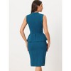 Allegra K Women's Mock Keyhole Neck Sleeveless Peplum Pencil Work Sheath Dress - 3 of 4