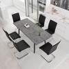 7-Piece Expandable Dining Set with Rectangular Table and 6 C-shaped Tubular Cushioned Armless Chairs - 2 of 4