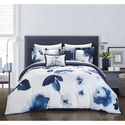 Queen 5pc Central Garden Comforter Set Blue - Chic Home Design