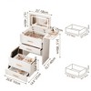 LOVSON Small Vanity Desk with Flip Top Mirror and Lights, with Storage Hidden Stool, 3-in-1Vanity Set with Glass Top, Power Outlet for Bedroom,White - 3 of 4