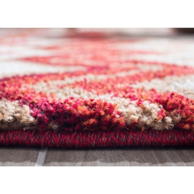 Tahoe Chevron Beige and Terracotta Synthetic Area Rug