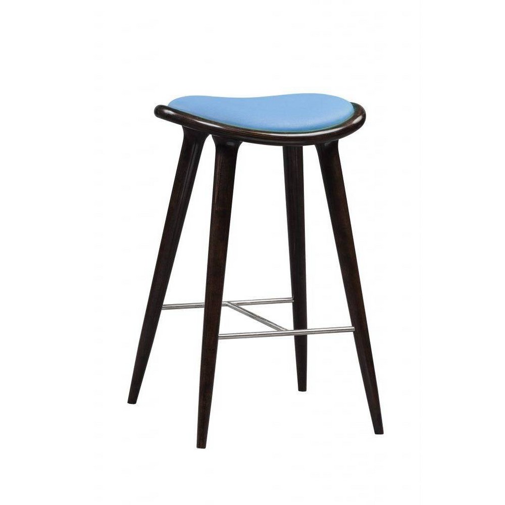 Photos - Chair Lucio Oval Backless Wood Barstool Blue/Cappuccino - Boraam