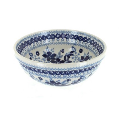 Blue Rose Polish Pottery Vintage Blue Daisy Dessert Bowl