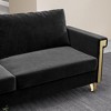 SKRAN 76.34in Wide ModernVelvet Sofa with Gold Metal Accents and Deep  Cushions  for Living Room or Lounge - 2 of 4
