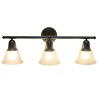3 Light Metal and Alabaster White Glass Shade Vanity Wall Light Fixture with Metal Accents - Lalia Home - 2 of 4