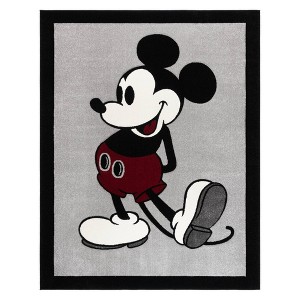 Disney Mickey Mouse Classic Pose with Border Indoor Kids' Area Rug Gray/Ivory/Red - 1 of 4