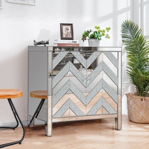 Dexmalle Storage Cabinet with Mirror Trim and M Shape Design Spliced Combination - 1 of 4