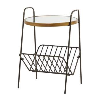 Contemporary Metal Accent Table with Magazine Holder Gold - Olivia & May