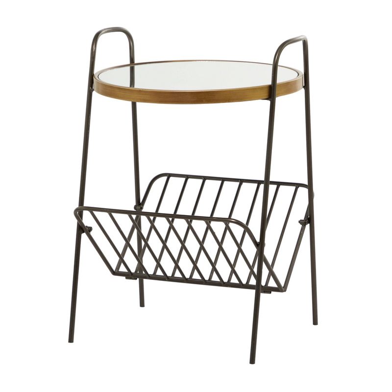 Contemporary Metal Accent Table with Magazine Holder Gold - Olivia &#38; May, 1 of 8