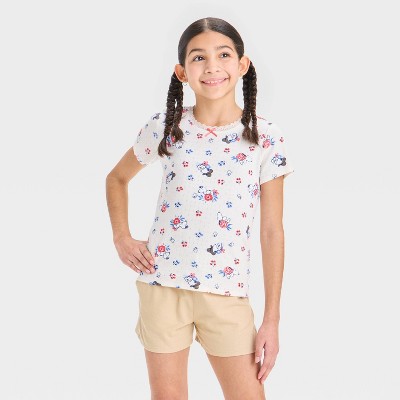 Girls' Snoopy Ditsy Floral Short Sleeve T-Shirt - Ivory