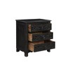 Taran Designs,Elowen 3-drawer Floral Carved Solid Wood Nightstand - 3 of 4