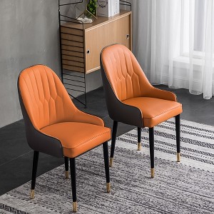 POVISON Contemporary Upholstered Dining Chairs Set of 2, High Back Armchairs, Orange - 1 of 4