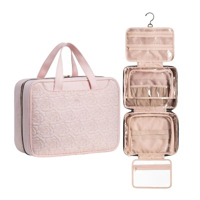 Travel Makeup Bag for Women Hanging Toiletry Bag Cosmetic Bag Organizer Accessories Kit Pink