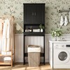 23.62 in. W x 65.39 in. H x 8.27 in. D White Over The Toilet Storage with Adjustable shelves for Bathroom and Laundry - 3 of 4
