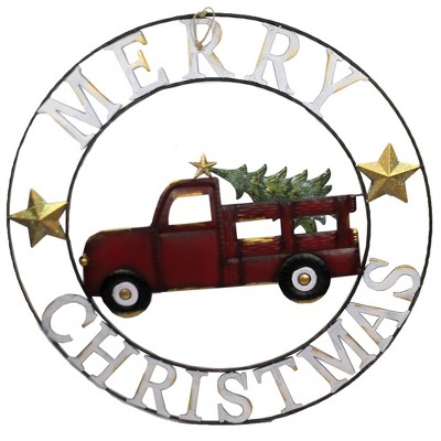  Christmas 34.0" Laser Cut Red Truck Wall Decor Christmas Ornament Sign Country  -  Wall Sign Panels 