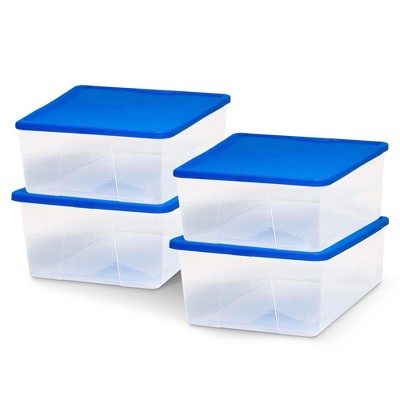 Homz Plastic Multipurpose Stackable Storage Container Bins with Secure Latching Lid for Home and Office Organization