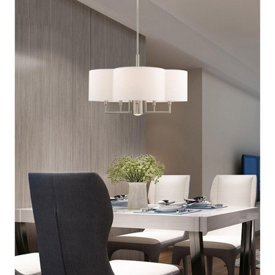 Chelsea Clover-Shaped 6-Light Brushed Nickel Pendant Chandelier