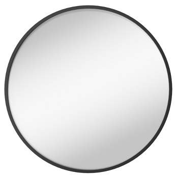 SONGMICS Round Mirror, Bathroom Mirror for Wall, Metal Frame, Easy to Install Ink Black