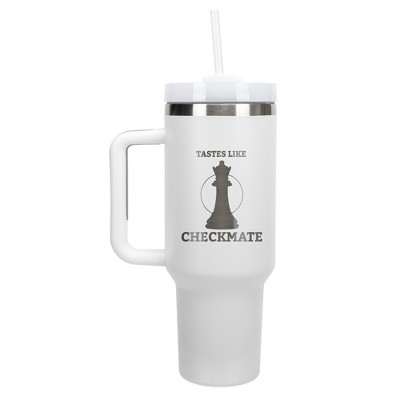 100 North Tastes Like Checkmate Queen Chess Piece Wrap-Around 40 Oz. Stainless Steel Water Bottle Coffee Mug, Spill & Leak Resistant, Travel Tumbler