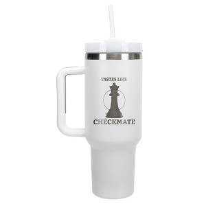100 North Tastes Like Checkmate Queen Chess Piece Wrap-Around 40 Oz. Stainless Steel Water Bottle Coffee Mug, Spill & Leak Resistant, Travel Tumbler - 1 of 4