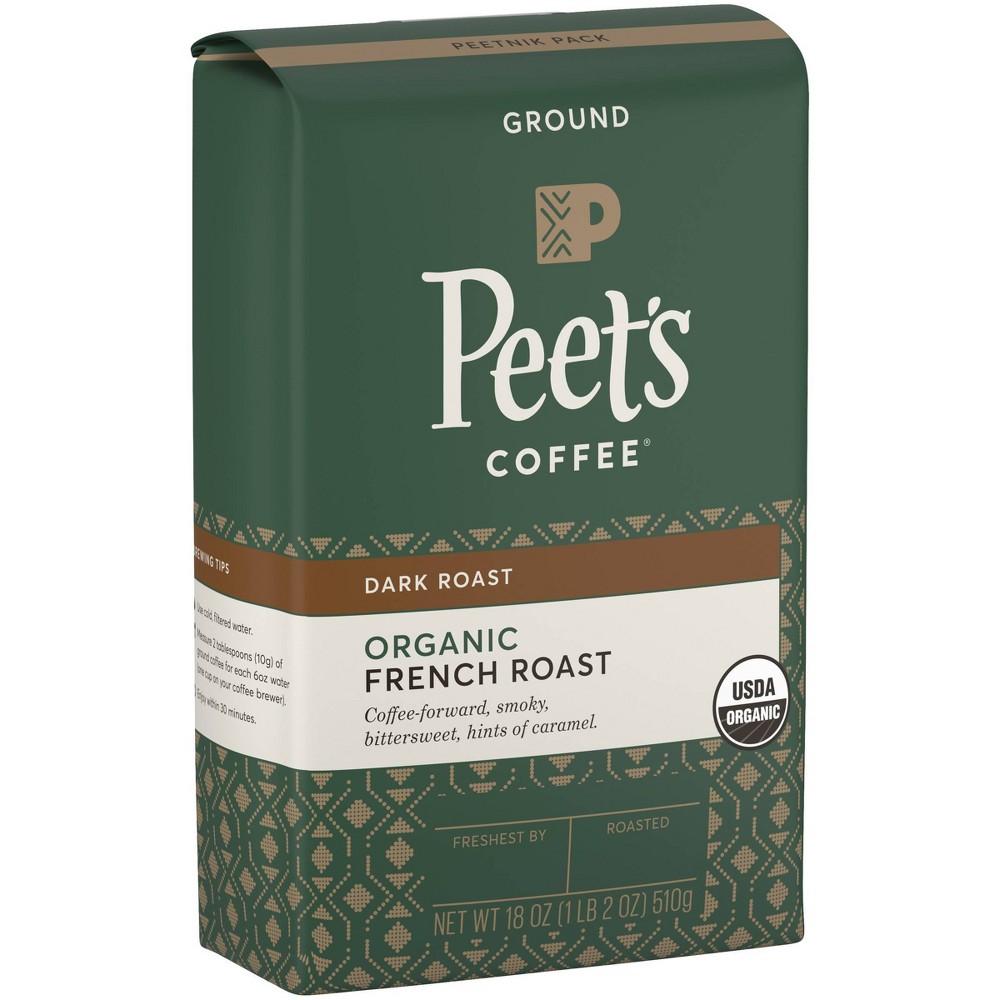 Peet's Coffee French Roast Organic Ground Coffee, Dark Roast, 18 oz