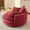 Corduroy Swivel Barrel Chair with Deep Dual-Layer Cushion,Swivel Round Chair with 3 Pillows,Swivel Accent Chair for Living Room or Office-Koiai - 3 of 4