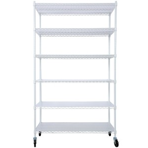 BABYYER 6-Tier Storage Shelves, Wire Shelving Unit, Heavy Duty Adjustable Organizer Rack with Wheels & Shelf Liners for Kitchen, Pantry - 1 of 4
