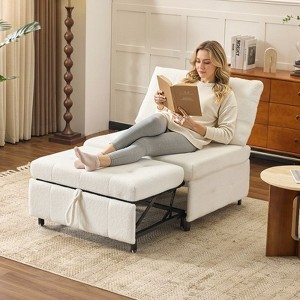 Karl Home |Teddy Fleece Armless Sleeper Chair Sofa Bed Space-Saving Pull-Out Chair Bed For Small Spaces - 1 of 4