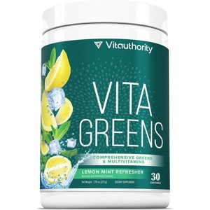 Vita Greens Superfood Powder,  Multivitamins for Immune, Digestion & Enhanced Energy, Lemon Mint Flavor, Vitauthority, 30svgs - 1 of 4