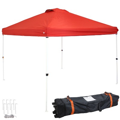 Sunnydaze Premium Pop-Up Canopy with Rolling Carry Bag - 10' x 10' - Red