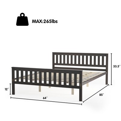 Elegant Espresso Queen Platform Bed with Wooden Frame and Headboard