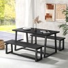 Tangkula 3 Pieces Dining Table Set 63" Large Table & 2 Long Benches for 4-6 People Black - 3 of 4