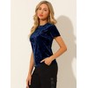 INSPIRE CHIC Women's Velvet Crew Neck Short Sleeve Casual Blouse - 4 of 4