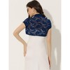 INSPIRE CHIC Women's Lace Stand Collar Pearl Button Short Sleeve Cropped Shrug - 4 of 4