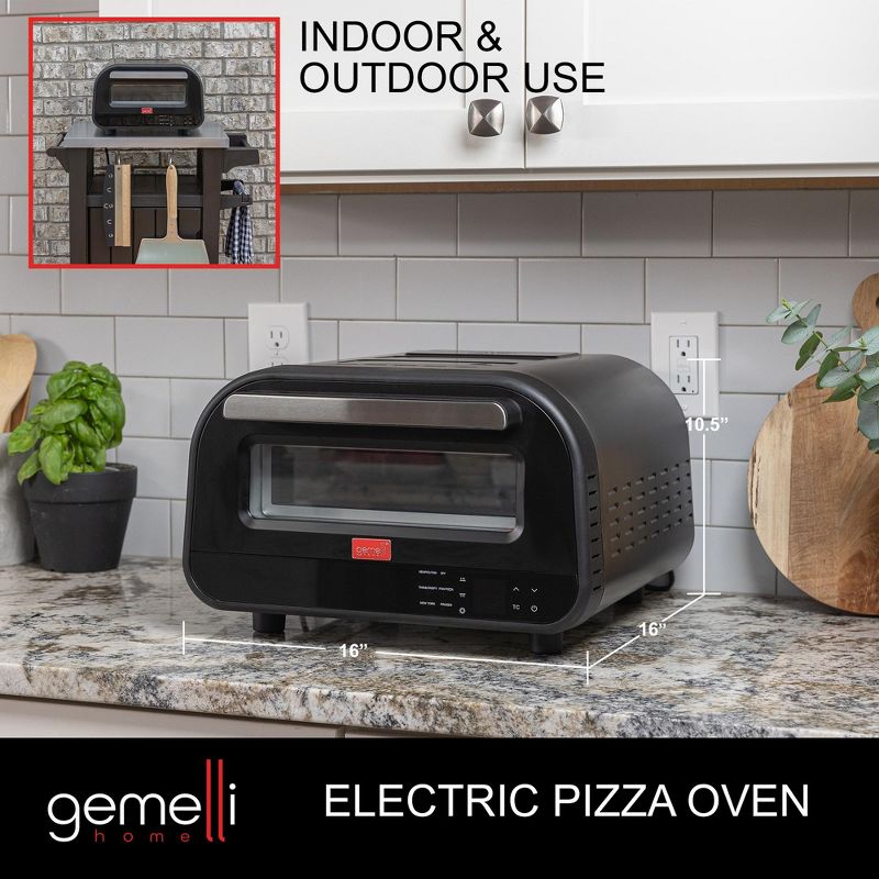 Gemelli Home Pizza Oven, Electric Indoor & Outdoor Pizza Maker, Countertop Pizza Oven w/ 6 Preset Functions, 2 of 7
