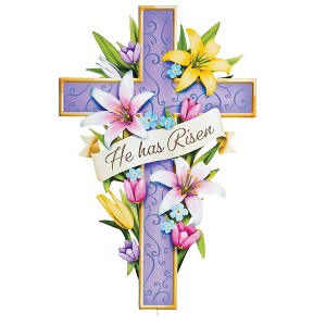 Collections Etc He Has Risen Floral Cross Outdoor Garden Stake NO SIZE - 1 of 2