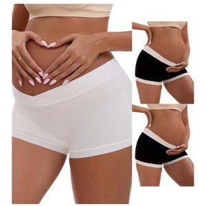 INSPIRE CHIC Women's Low Waist Under the Bump Maternity BoyShorts Pregnancy Seamless Ladies Panties 3 Packs - 1 of 4