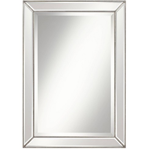 Uttermost Roseau Rectangular Vanity Wall Mirror Modern Beveled Silver ...