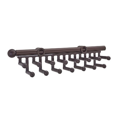 Rev-A-Shelf CTR-14-ORB 14 Inch Pull Out Closet Tie and Scarf Closet Organizer Storage Rack with 15 Non-Slip PVC Coated Hooks, Oil-Rubbed Bronze