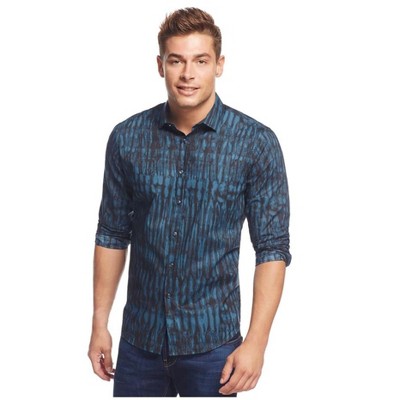 I.N.C International Concepts Mens Stanley LS Button Up Shirt, Blue, Big 4X